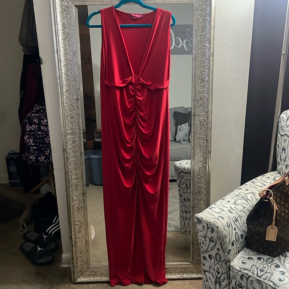 Red maxi dress